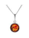 Be-Jewelled Sterling Silver Geometric Cut Round Pendant Necklace, Cognac