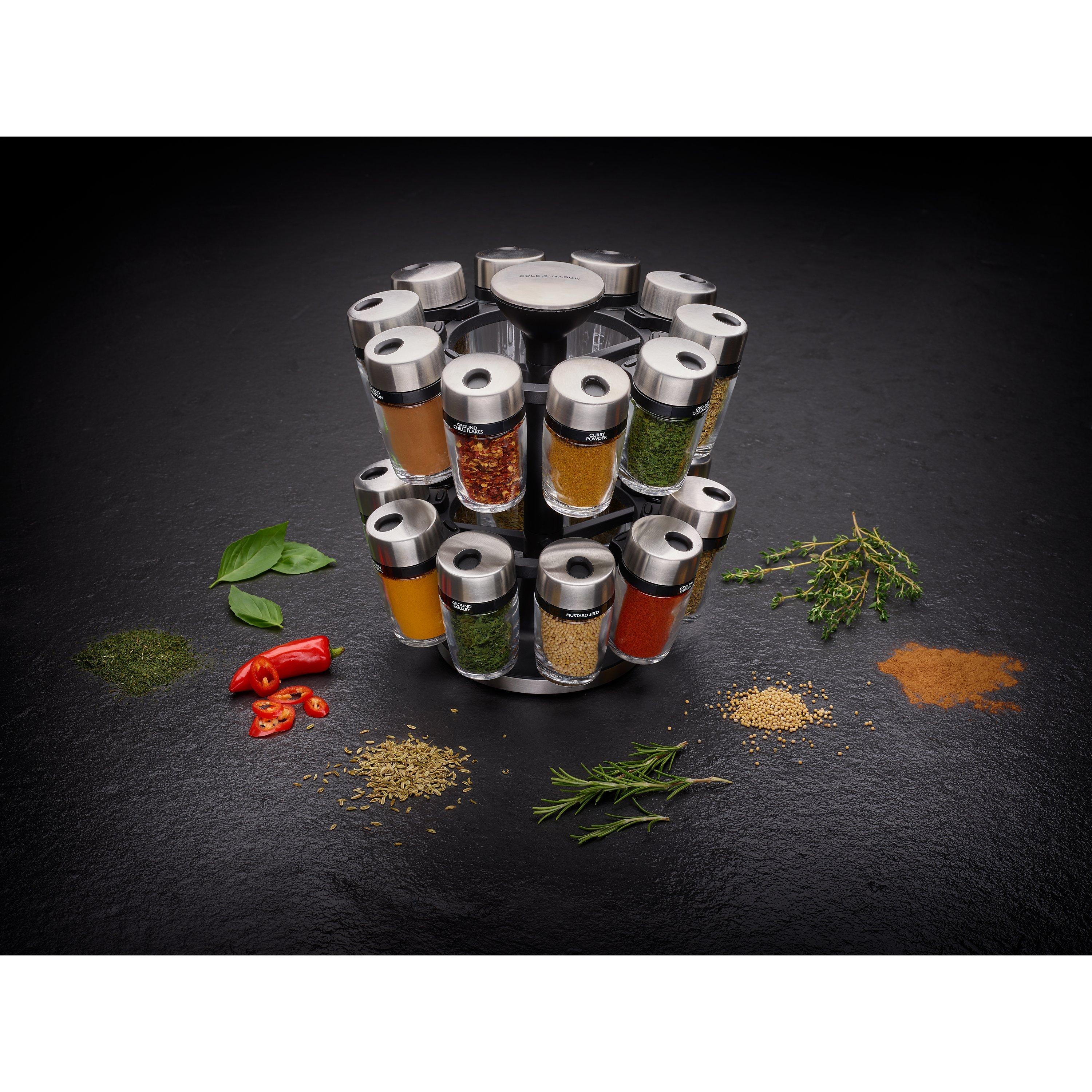 Cole Mason 20 Jar Filled Spice Rack Carousel