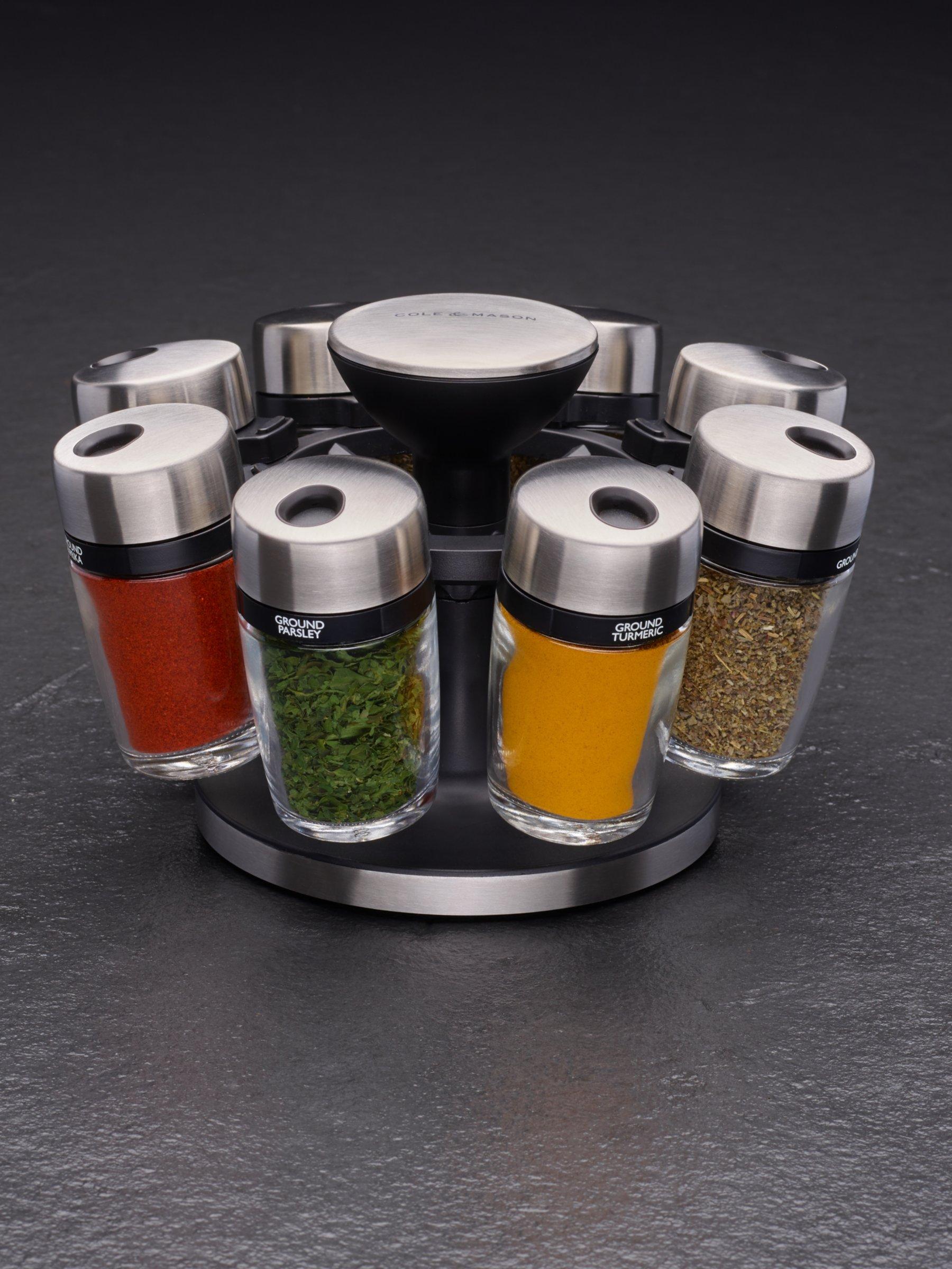 Cole Mason 8 Jar Filled Spice Rack Carousel