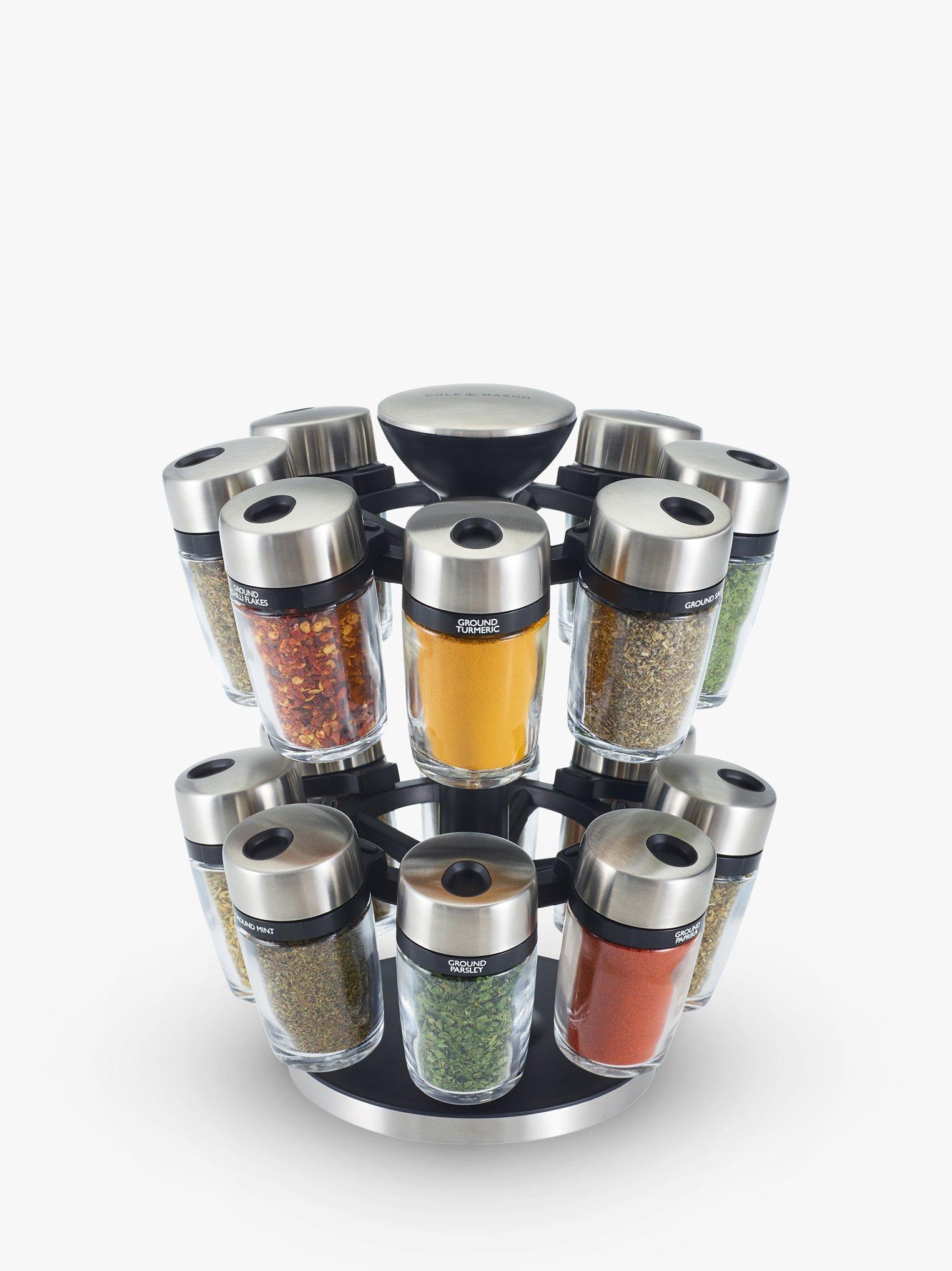 Cole Mason 16 Jar Filled Spice Rack Carousel