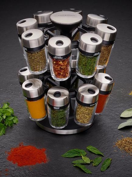 Cole & Mason 16 Jar Filled Spice Rack Carousel - view 2, Multi