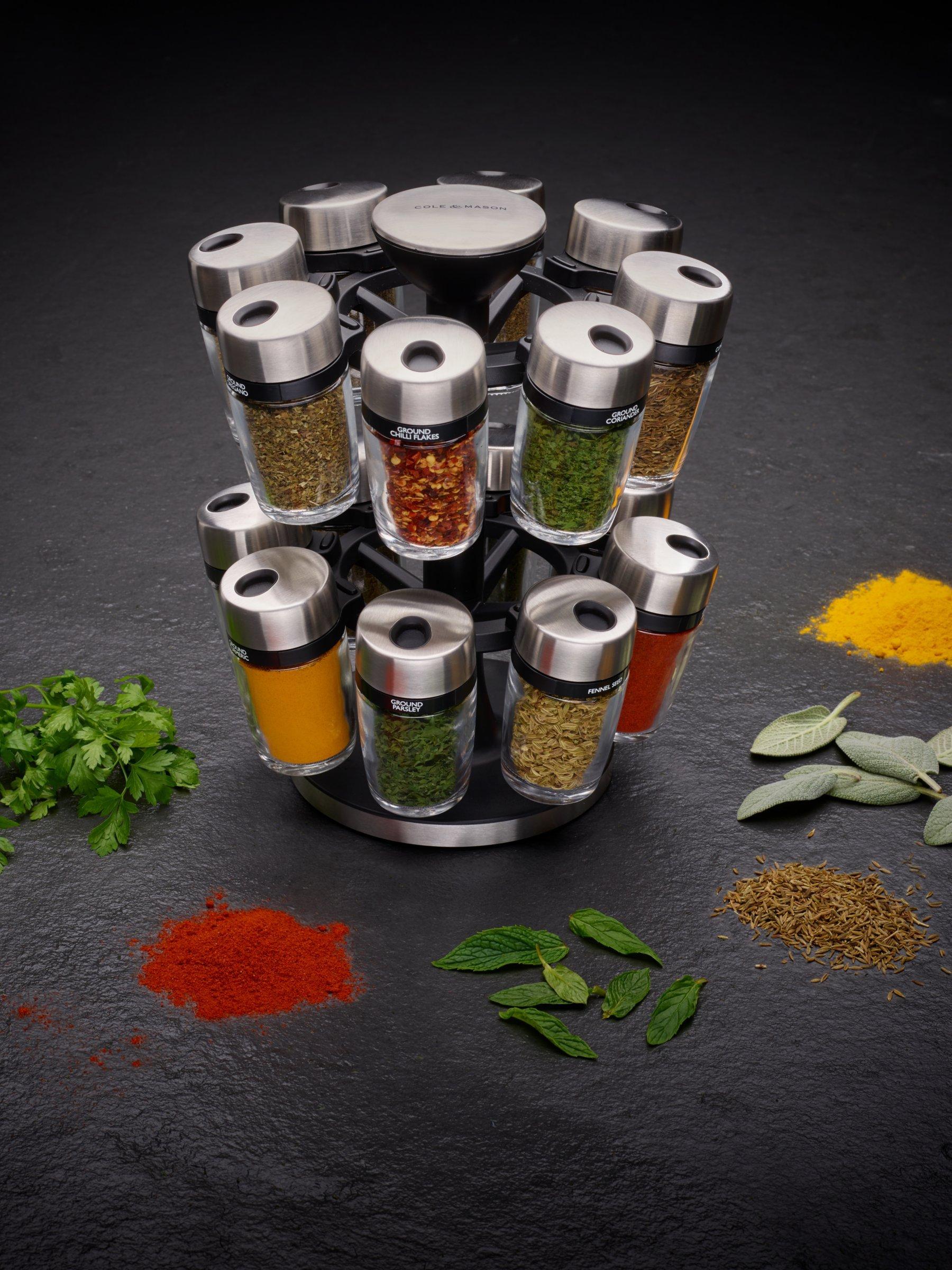 Cole Mason 16 Jar Filled Spice Rack Carousel