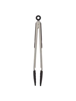 John Lewis Stainless Steel 11" Silicone Head Tongs, Black/Silver