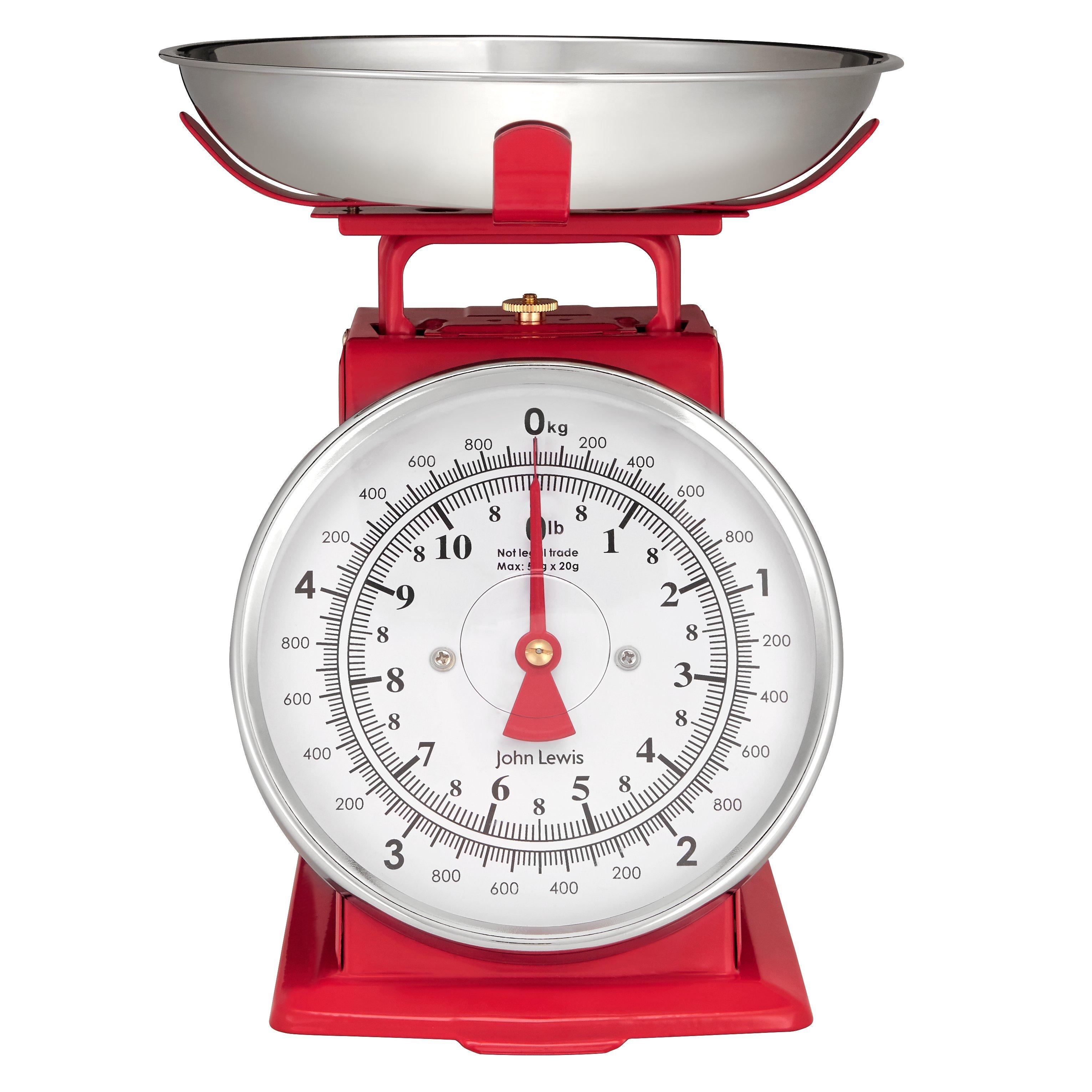 John Lewis & Partners Traditional Mechanical Kitchen Scales, 5kg, Red