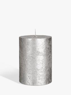 John Lewis Rustic Pillar Candle, Silver