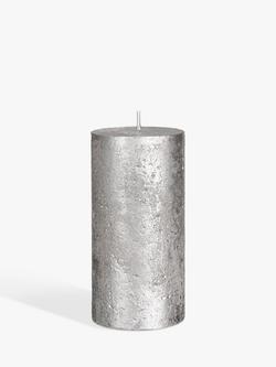 John Lewis Rustic Pillar Candle, 15cm, Silver
