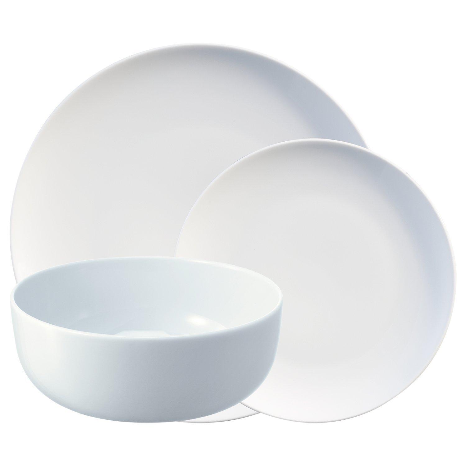 LSA International Dine Coupe Dinnerware Set, White, 12 Piece