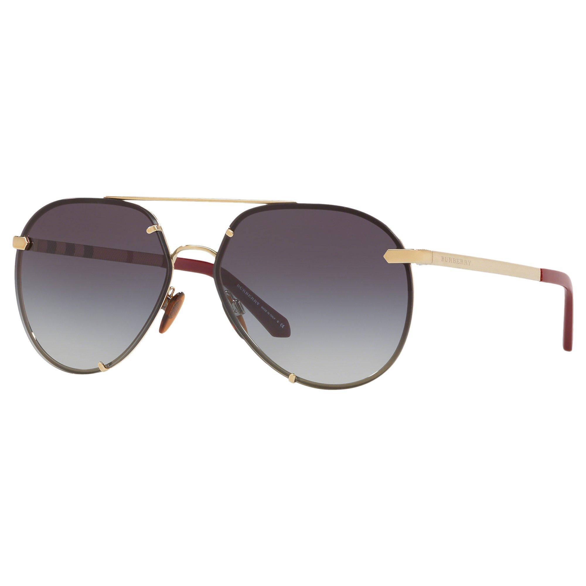 Burberry BE3099 Women's Aviator Sunglasses, Gold