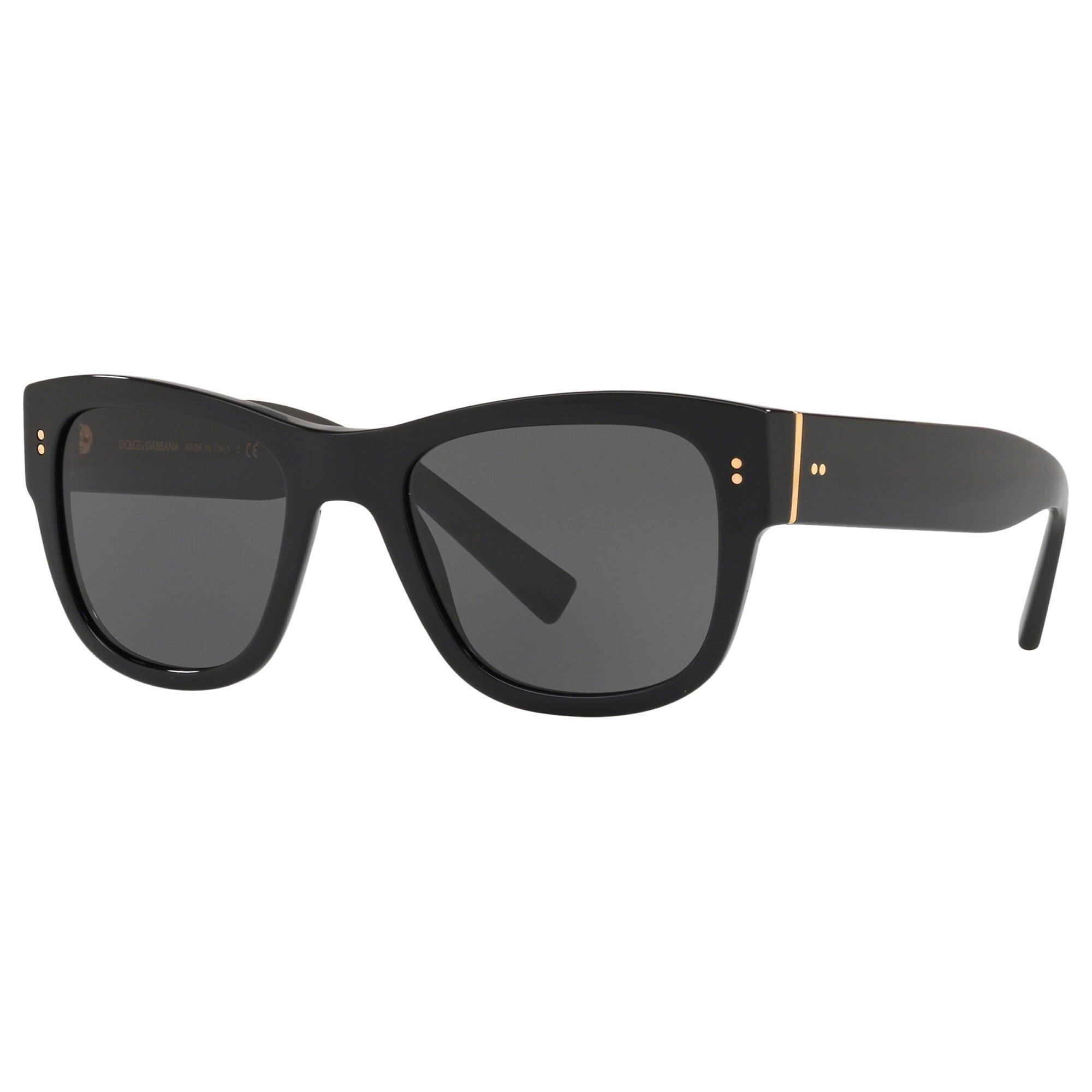Dolce & Gabbana DG4338 Men's Square Frame Sunglasses, Black/Grey