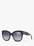 TOM FORD FT0613 Women's Beatrix-02 Square Sunglasses, Matte Black/Mirror Grey