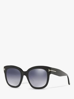 TOM FORD FT0613 Women's Beatrix-02 Square Sunglasses, Matte Black/Mirror Grey, Black