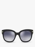 TOM FORD FT0613 Women's Beatrix-02 Square Sunglasses, Matte Black/Mirror Grey