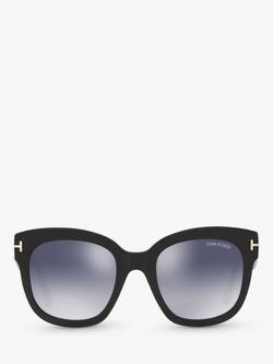 TOM FORD FT0613 Women's Beatrix-02 Square Sunglasses, Matte Black/Mirror Grey - view 2, Black