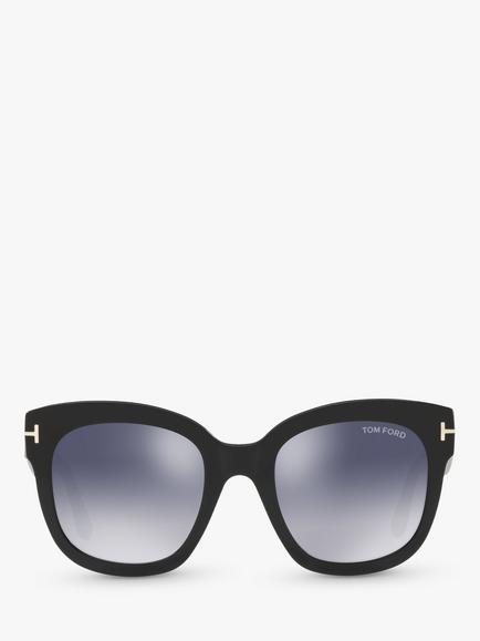 TOM FORD FT0613 Women's Beatrix-02 Square Sunglasses, Matte Black/Mirror Grey - view 2, Black