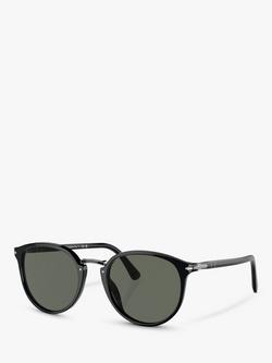Persol PO3210S Men's Oval Sunglasses, Black/Green, Black/Green