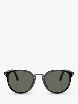 Persol PO3210S Men's Oval Sunglasses, Black/Green - view 2, Black/Green