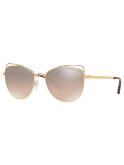 Michael Kors MK1035 Women's St. Lucia Cat's Eye Sunglasses, Gold/Mirror Silver