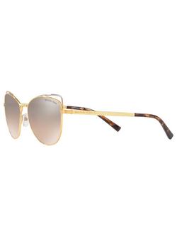 Michael Kors MK1035 Women's St. Lucia Cat's Eye Sunglasses - view 2, Gold/Mirror Silver