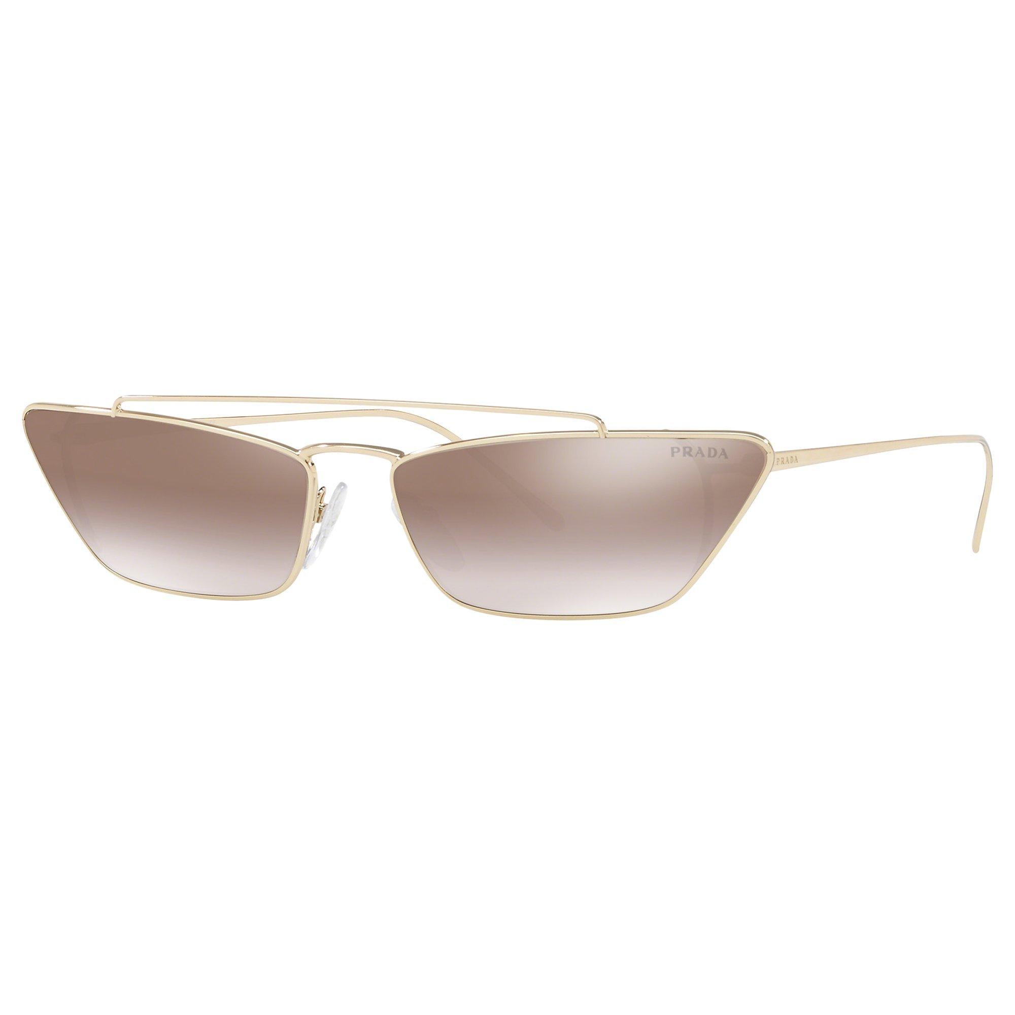 Prada PR 64US Women's Cat's Eye Sunglasses, Light Gold/Mirror Bronze