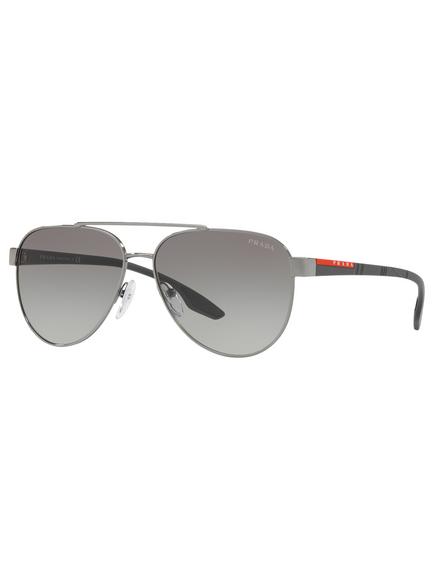 Prada Linea Rossa PS 54TS Men's Aviator Sunglasses, Gunmetal/Grey Gradient, Gunmetal/Grey Gradient