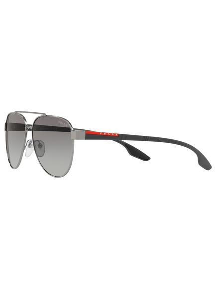 Prada Linea Rossa PS 54TS Men's Aviator Sunglasses, Gunmetal/Grey Gradient - view 2, Gunmetal/Grey Gradient