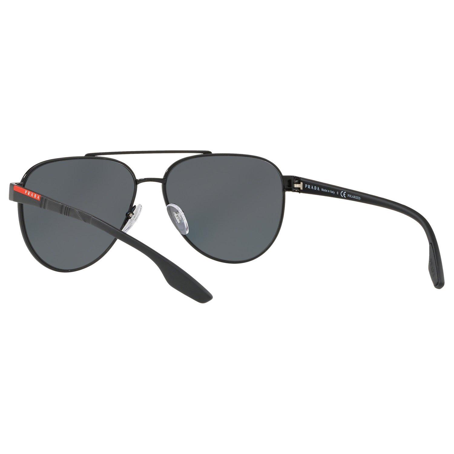 Product image 6 of 11, which shows Prada Linea Rossa PS 54TS Men's Polarised Aviator Sunglasses, Black/Grey