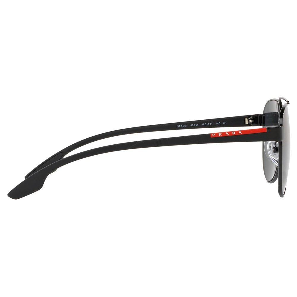 Product image 10 of 11, which shows Prada Linea Rossa PS 54TS Men's Polarised Aviator Sunglasses, Black/Grey