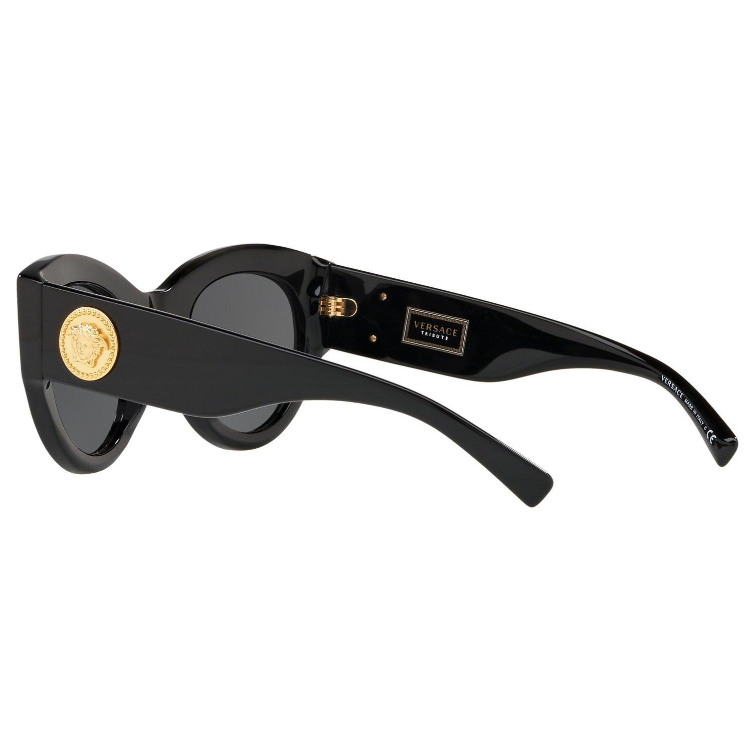 Versace VE4353 Women's Cat's Eye Sunglasses, Black/Grey