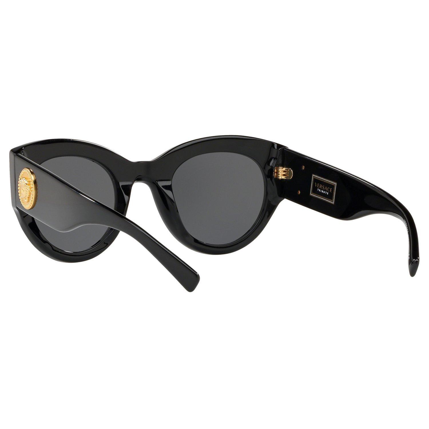 Versace VE4353 Women's Cat's Eye Sunglasses, Black/Grey