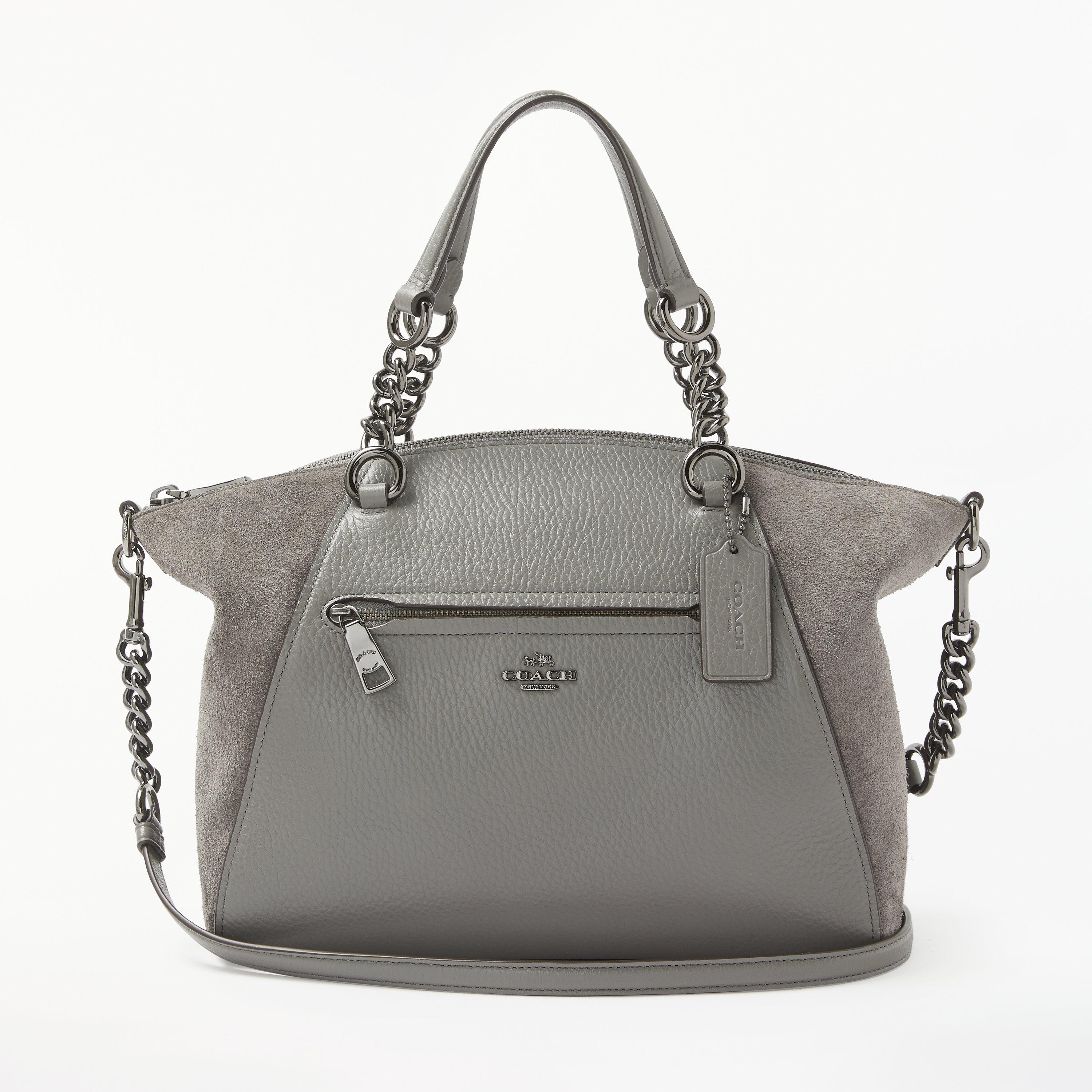 Coach Prairie Pebble Leather Satchel Bag, Heather Grey
