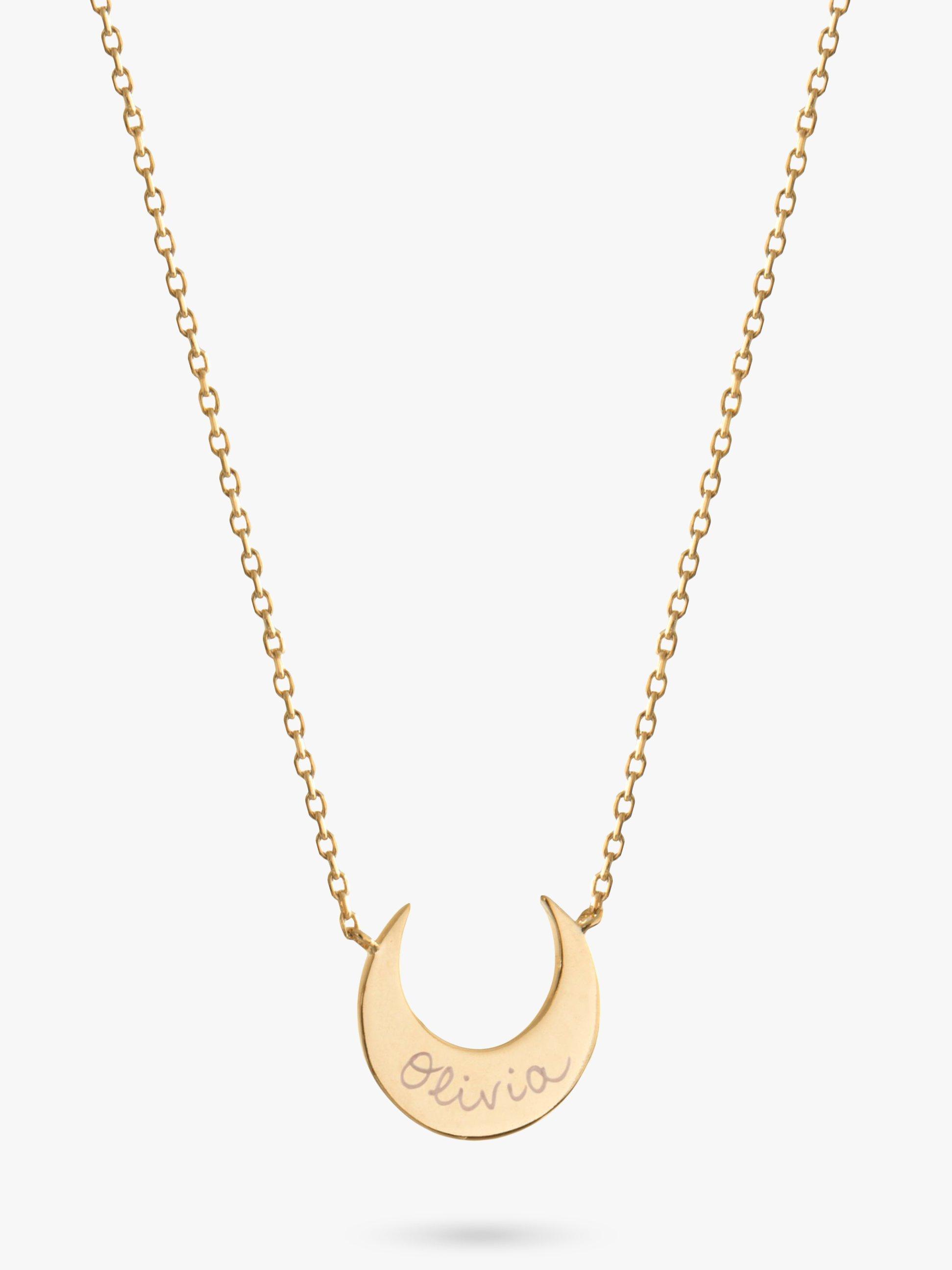 Merci Maman Personalised Crescent Moon Pendant Necklace