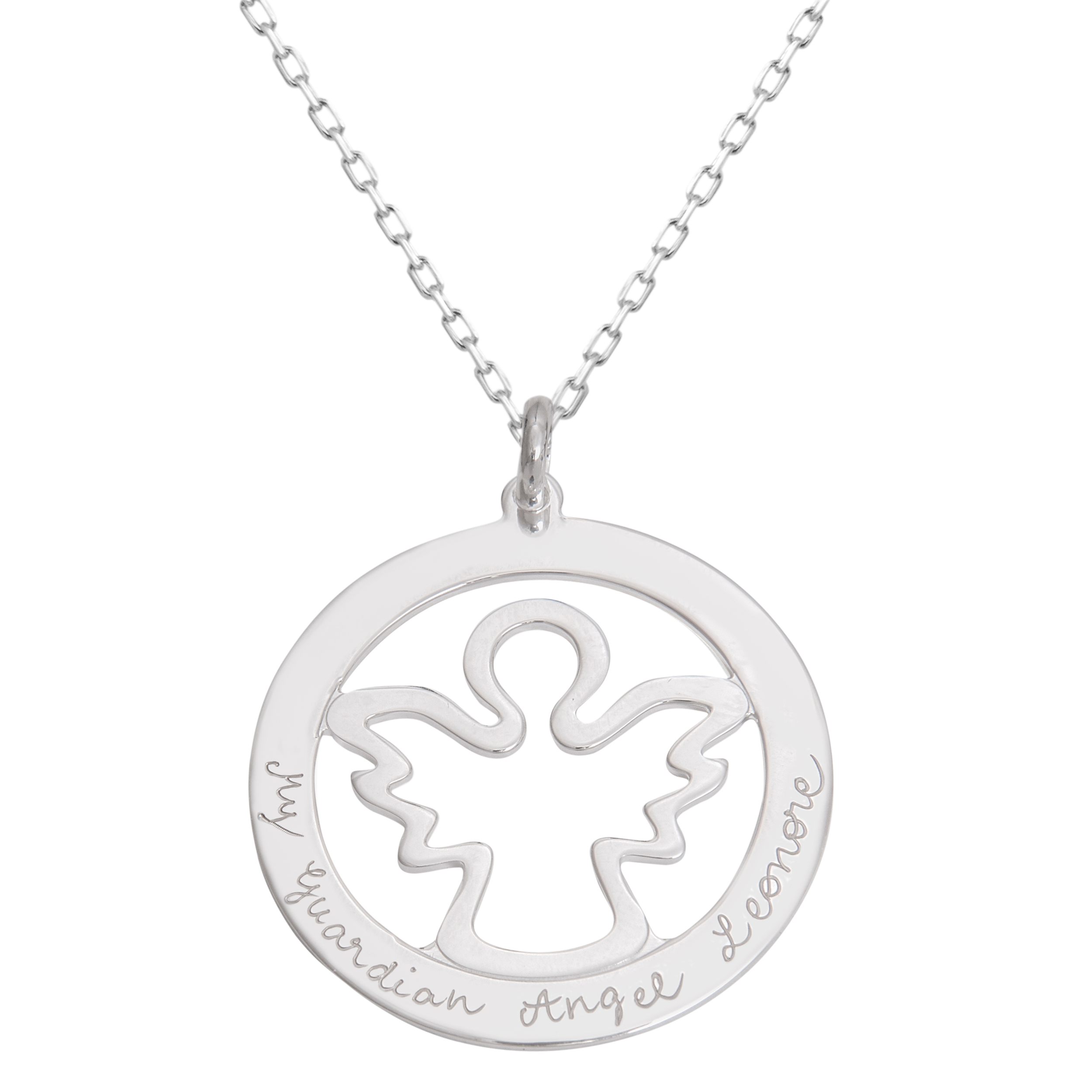 Merci Maman Personalised Christening Angel Pendant Necklace, Silver