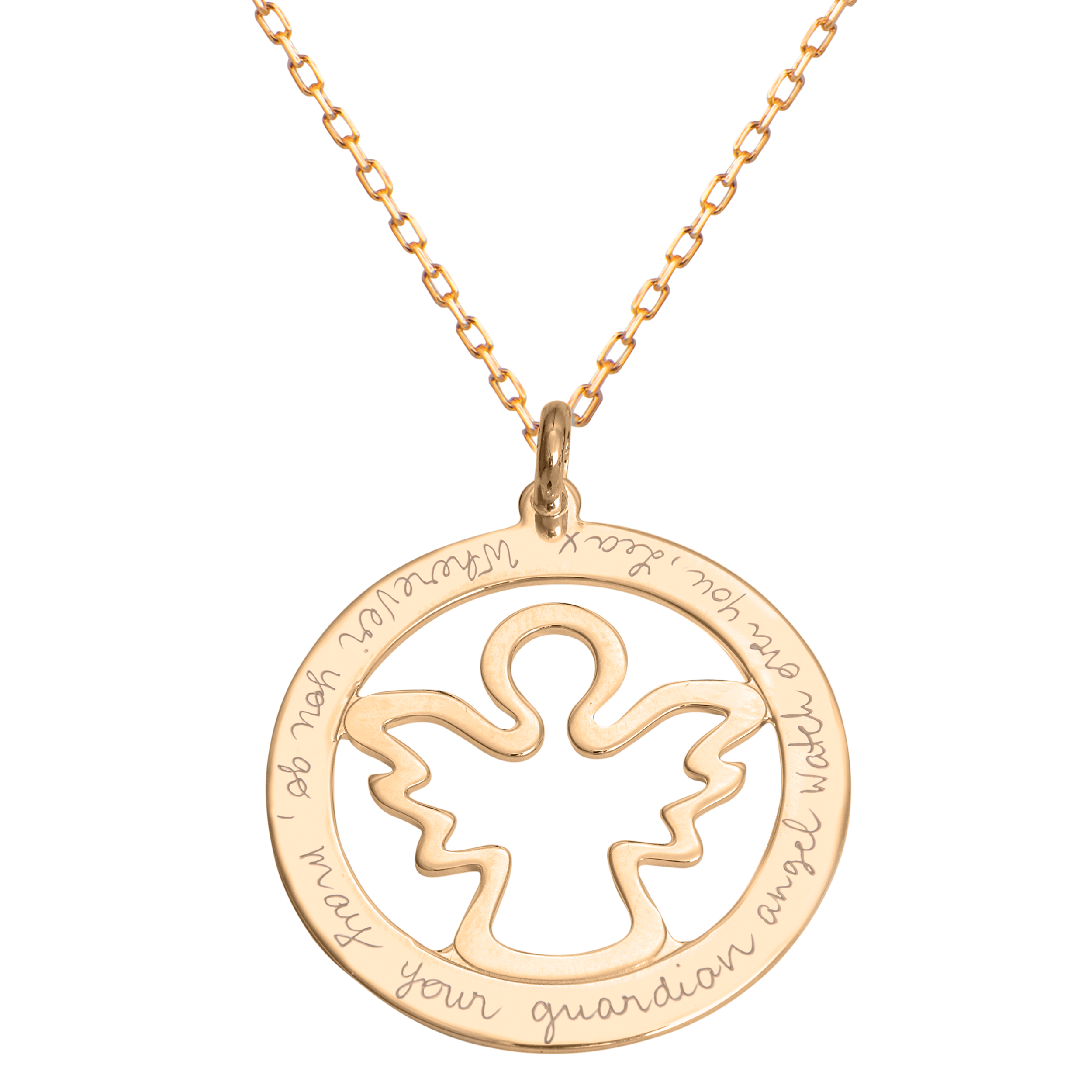 Merci Maman Personalised Christening Angel Pendant Necklace, Gold