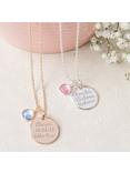 Merci Maman Personalised Disc and Birthstone Pendant Necklace