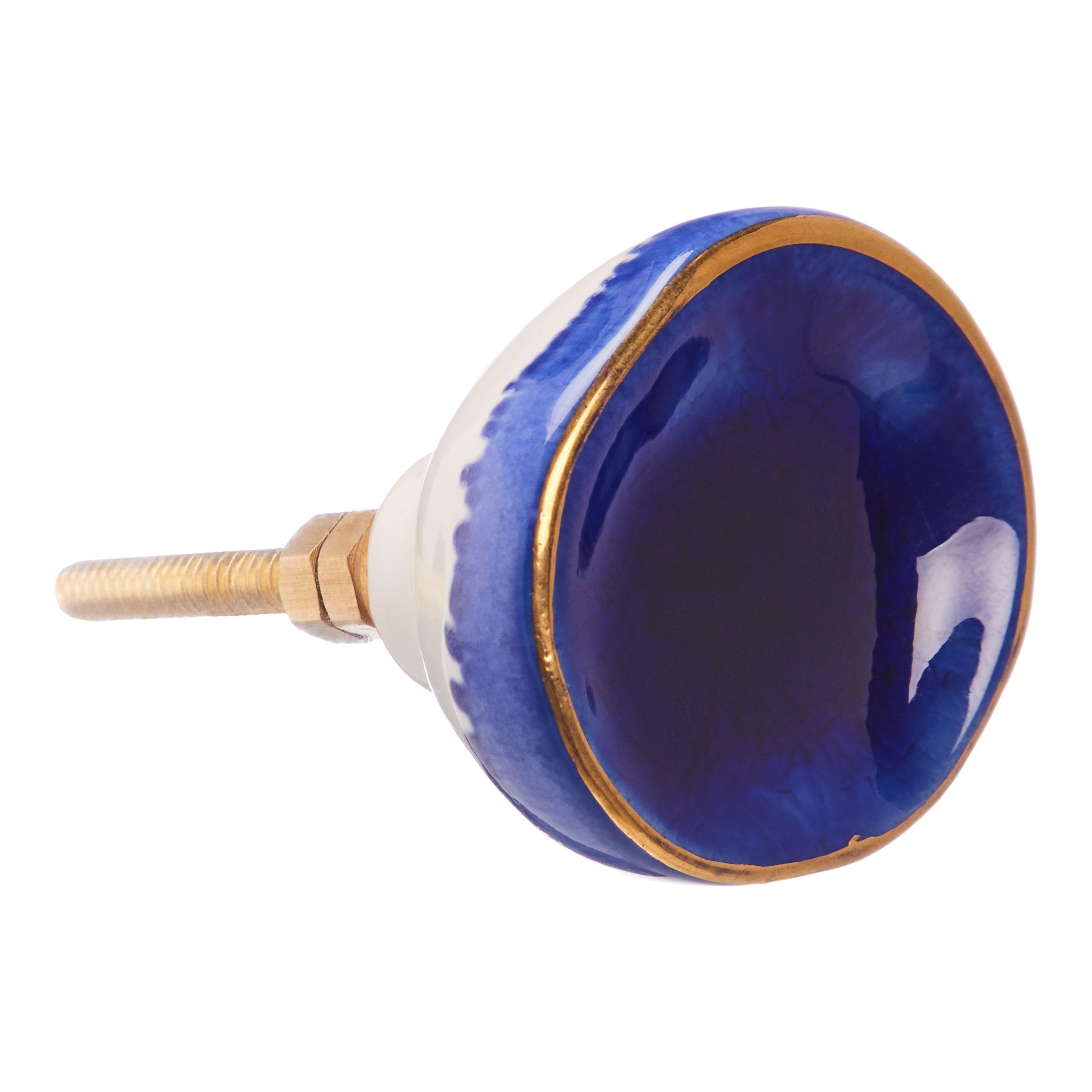 John Lewis Crackle Ceramic Cupboard Knob, Blue