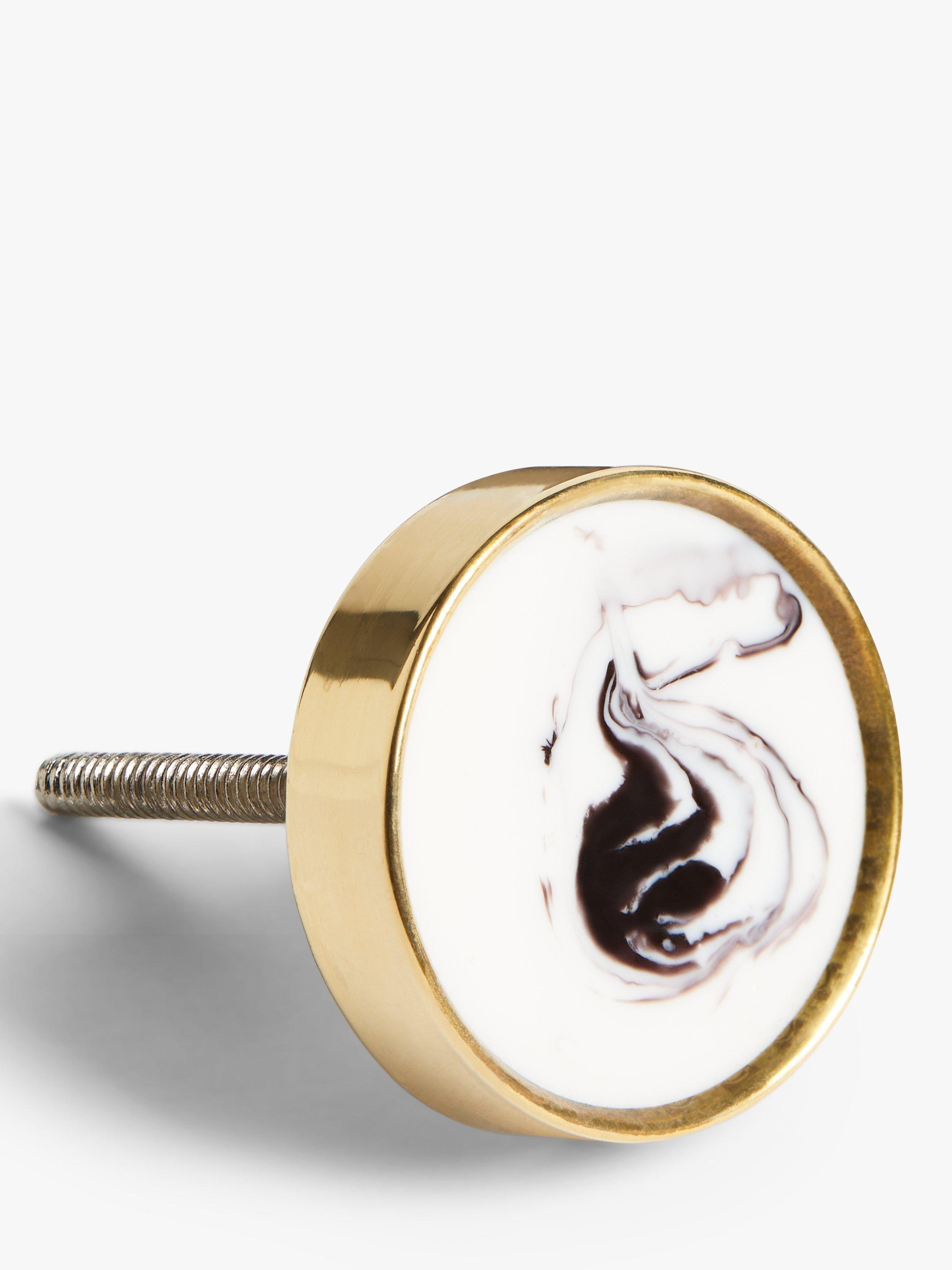 John Lewis & Partners Brass and Marble Effect Cupboard Knob, Grey