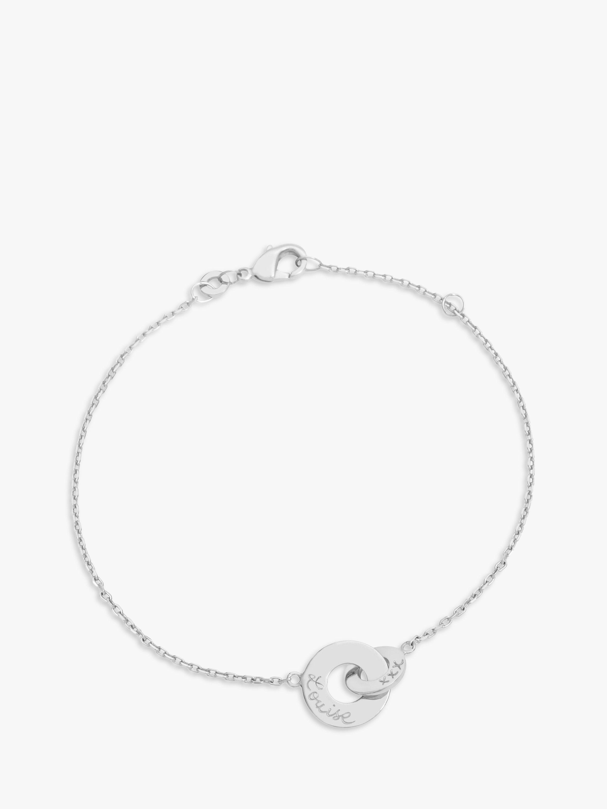 Merci Maman Personalised Mini Intertwined Circle Chain Bracelet, Silver