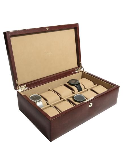Dulwich Designs Windsor Leather 10 Piece Watch Box, Brown