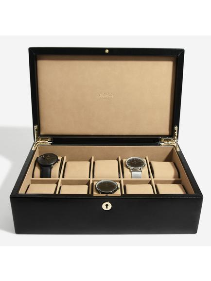Dulwich Designs Windsor Leather 10 Piece Watch Box - view 2, Black