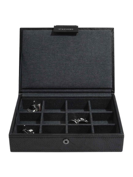 Stackers Lidded Cufflink Box, Black