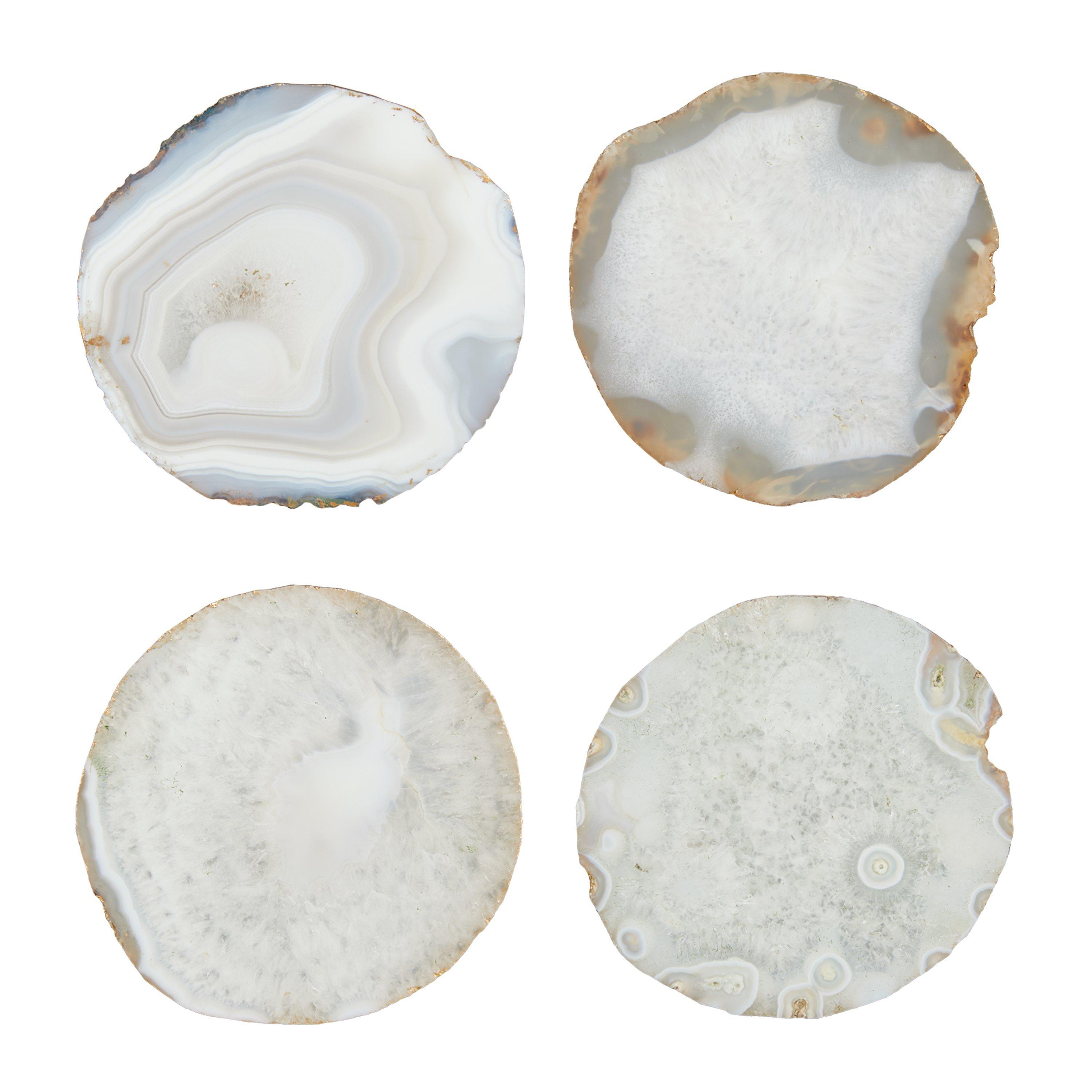 John Lewis & Partners Agate Coasters, Natural/Gold, Set of 4