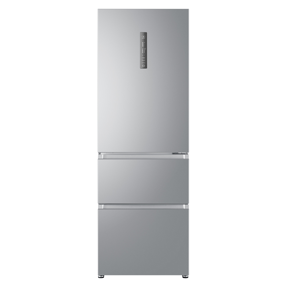 Haier A3FE632CSJ Freestanding 3-Door Fridge Freezer, A+ Energy Rating, 60cm Wide, Silver