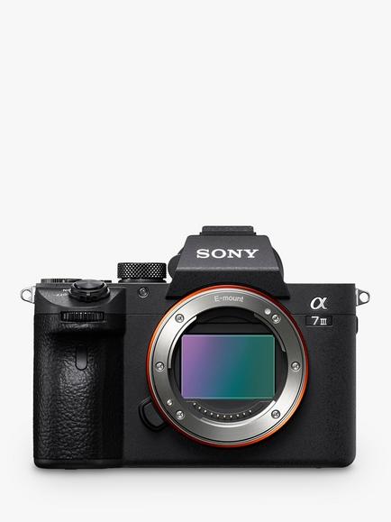 Sony a7 III (Alpha ILCE-7M3) Compact System Camera, 4K Ultra HD, 24.2MP, Wi-Fi, Bluetooth, NFC, OLED EVF, 5-Axis Image Stabiliser & Tiltable 3" LCD Screen, Body Only, Black, Black