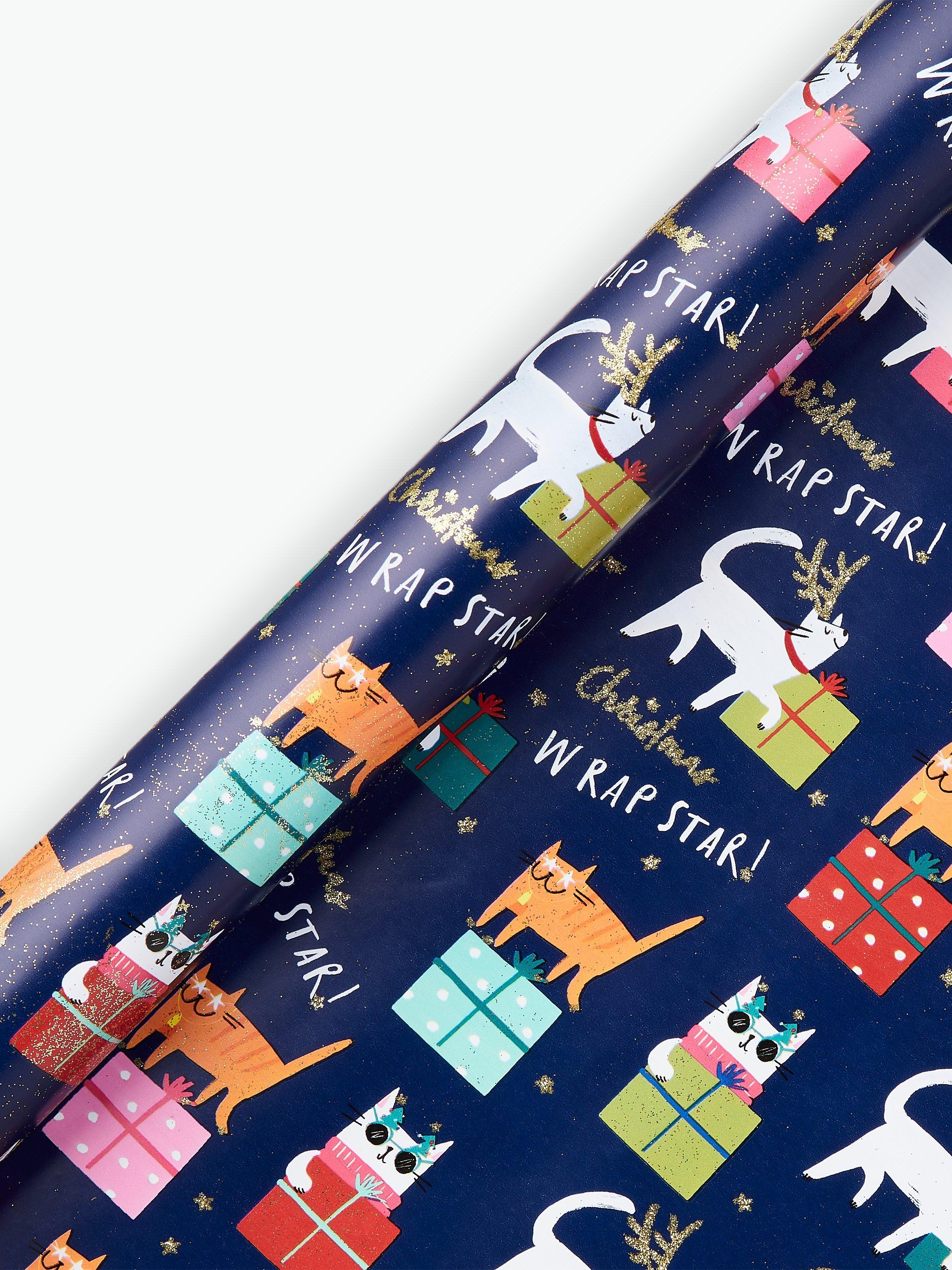 John Lewis & Partners Rainbow Christmas Cats Gift Wrap, 3m