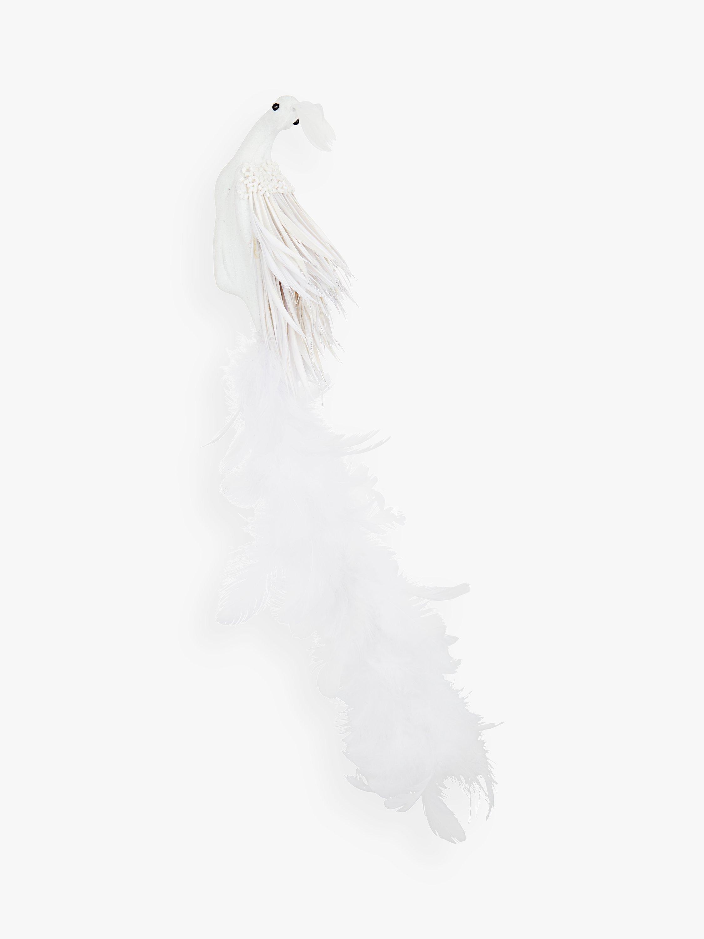 John Lewis & Partners Moonstone Peacock Clip On Tree Decoration, White
