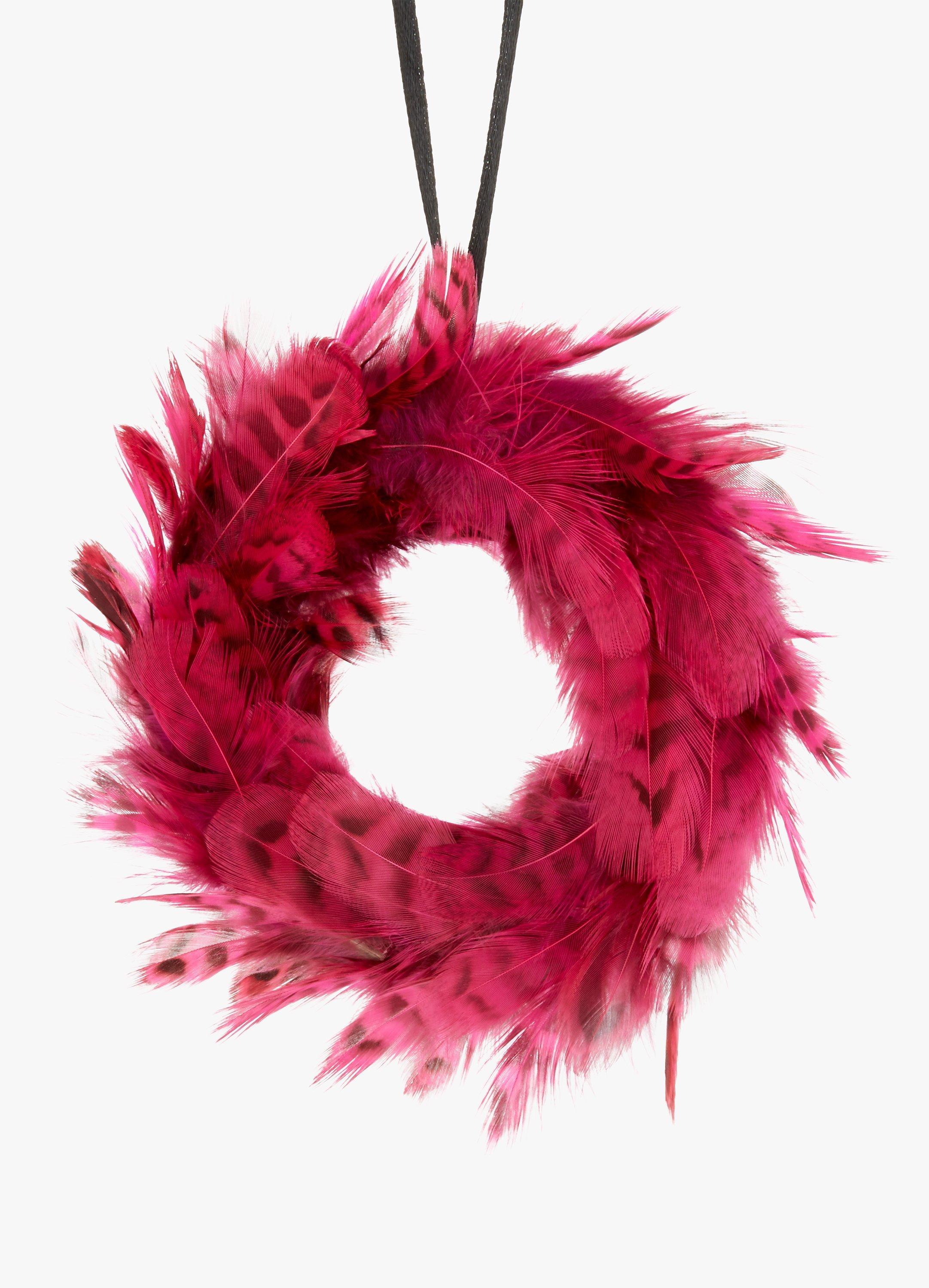 John Lewis & Partners Ruby Feather Wreath Tree Decoration, Red