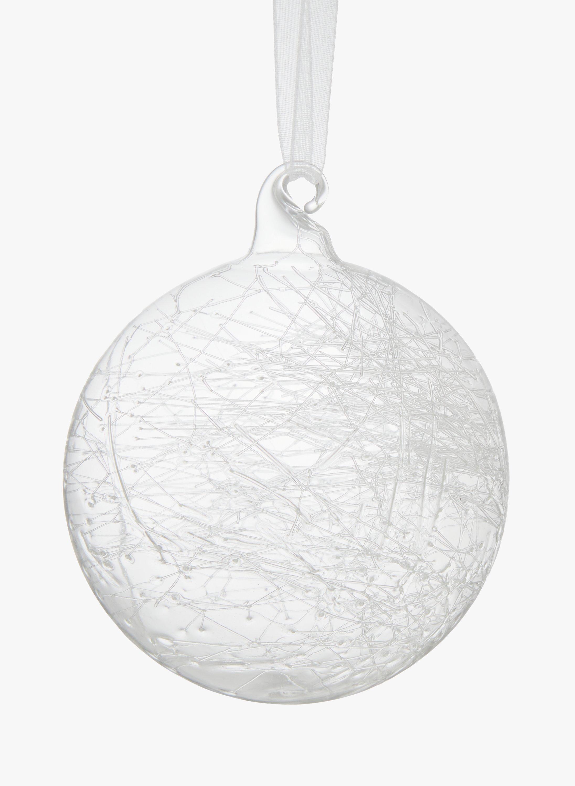 John Lewis & Partners Moonstone Spun Glass Bauble, Clear, Small
