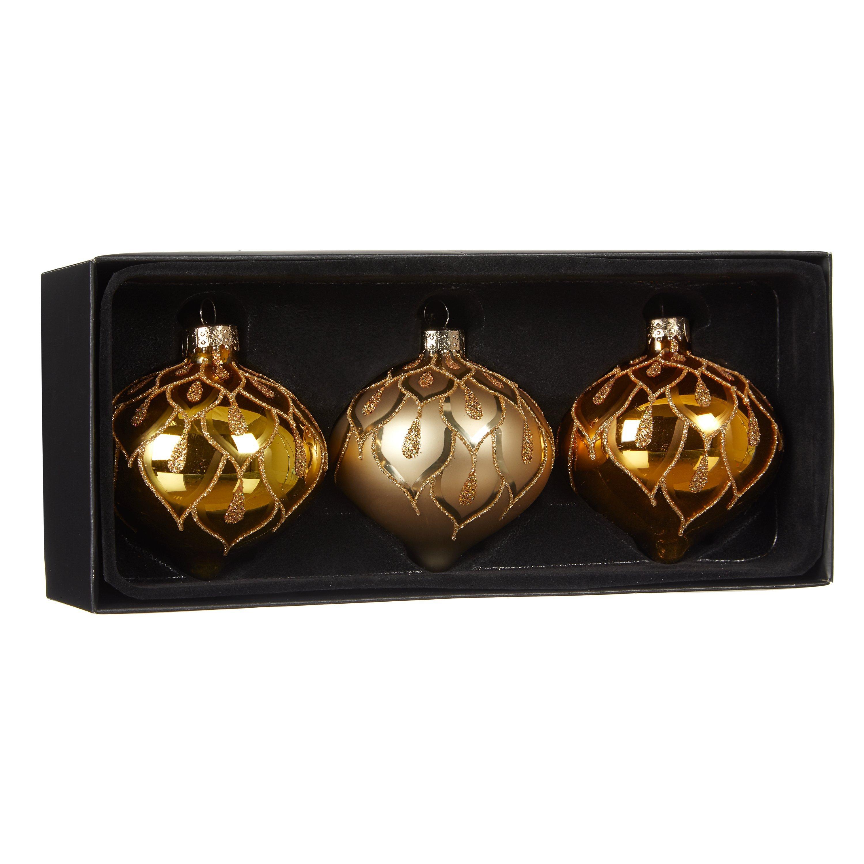 John Lewis & Partners Gold Onion Bauble, Box of 3, Gold