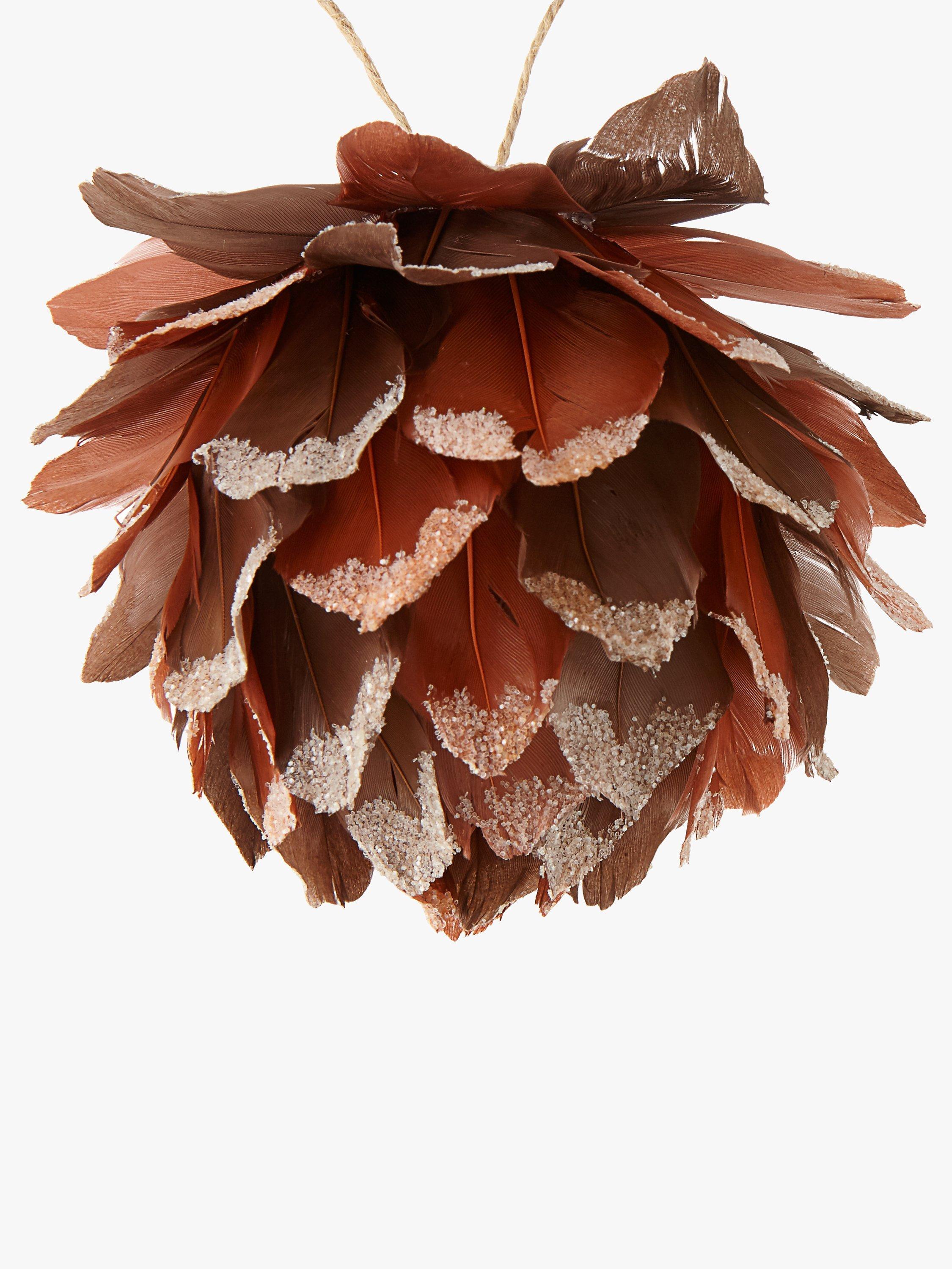 John Lewis & Partners Amber Feather Flower Tree Decoration, Orange