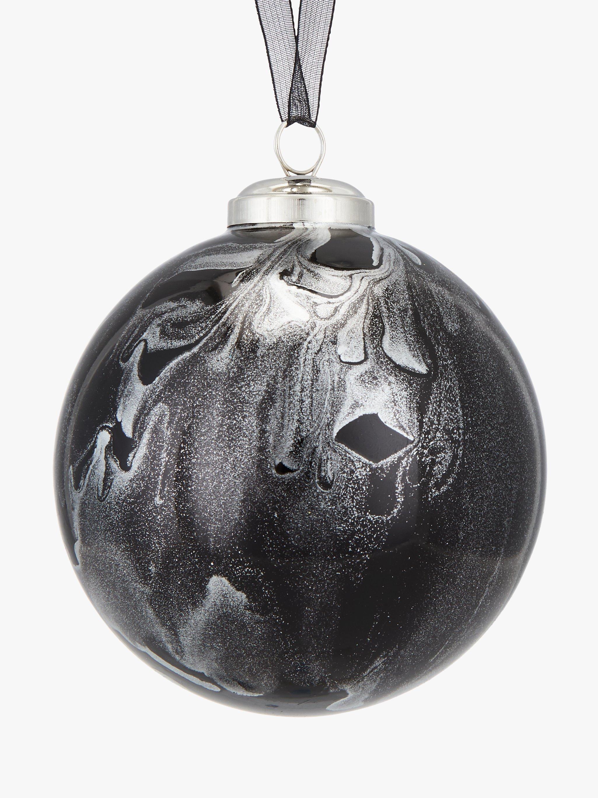 John Lewis & Partners Jet Marble Effect Bauble, Black